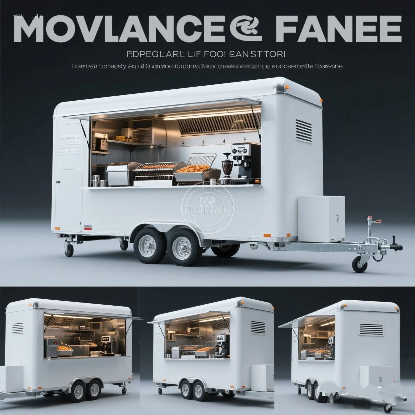 

Europe State Food Truck with Full Kitchen Concession Bbq Food Trailer with Porch Fully Equipped Custom Food Truck