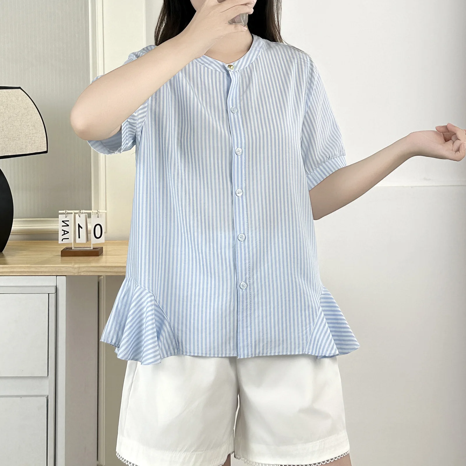 2025 sommer Top Neue Mode Stylefresh Und Elegante Dünne Rüschen Kurzarm Hemd 100 KG Plus Größe Bluse Für Frauen
