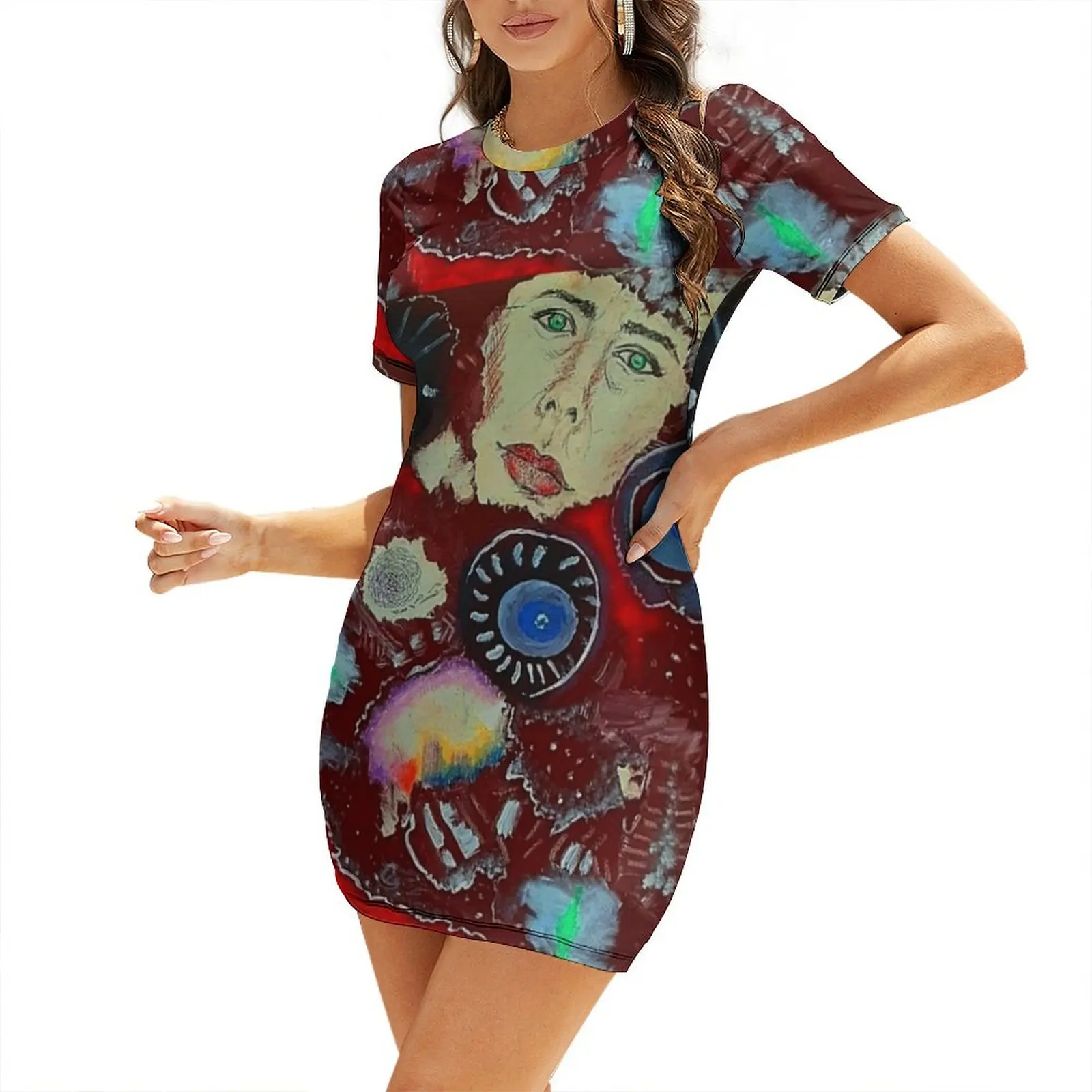 

Blue Wheels Red Sky Short-Sleeved Dress Women's skirt luxury evening dresses for women 2025 summer dress womens 2025 Dress
