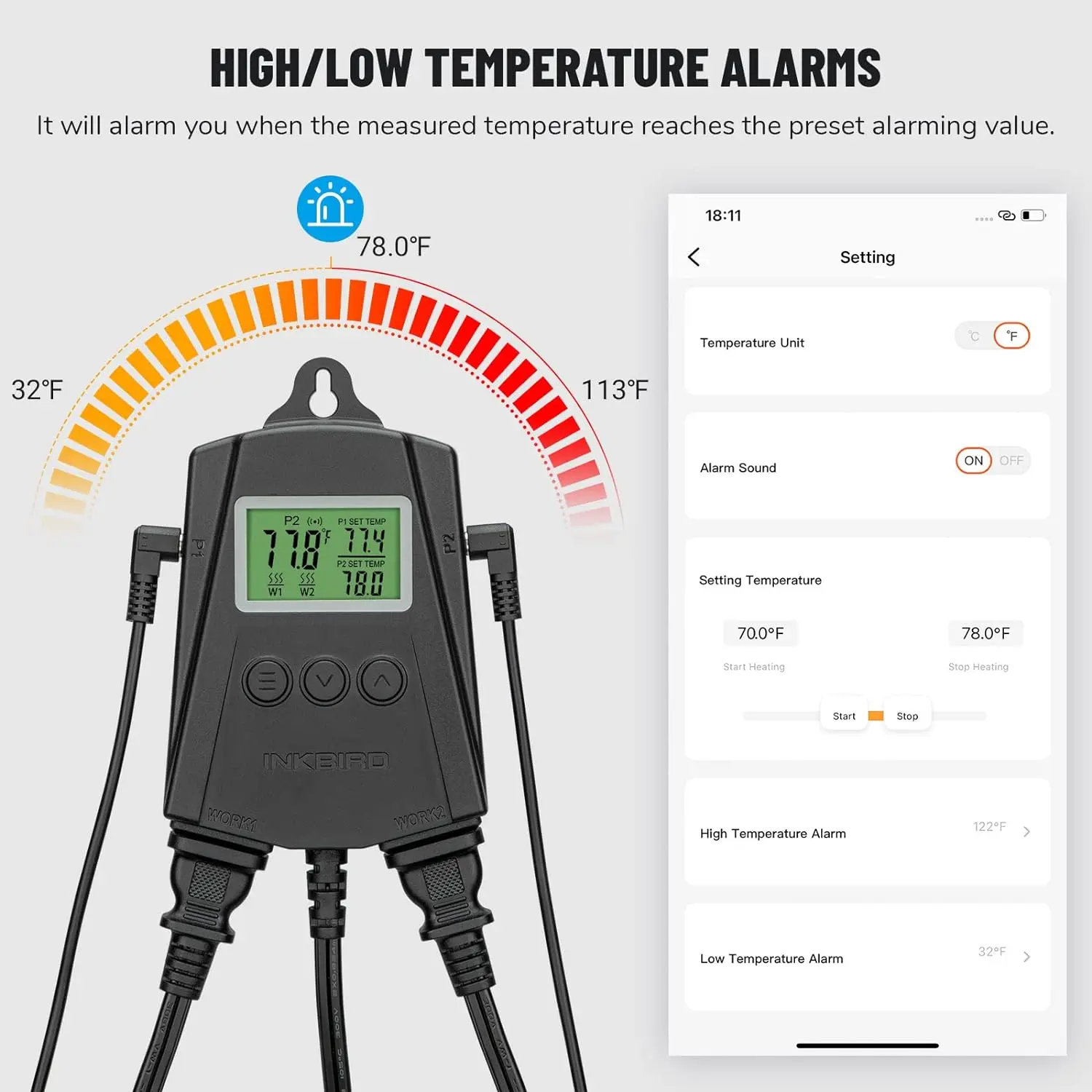 INKBIRD US Plug Pad riscaldante per piantine con regolatore di temperatura Wifi Combo IPT-2CH termostato intelligente con 2 prese e 2 sonde