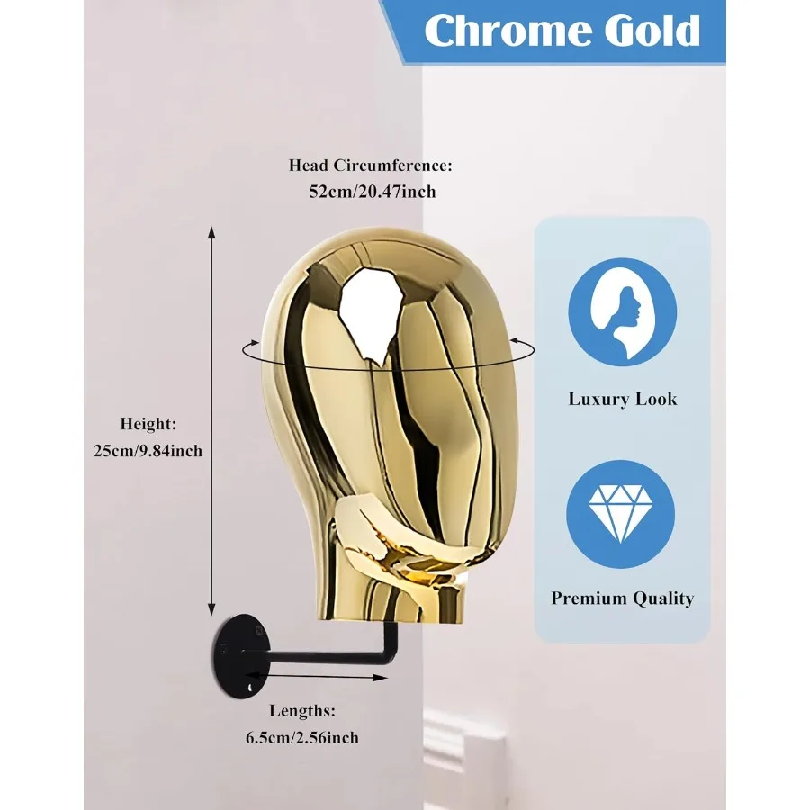 CHADWICK المعرضة رئيس جدار جبل شعر مستعار حامل كروم شعر مستعار حامل شعر مستعار معلق حامل قبعة عرض موقف 20 بوصة القزم رئيس كتلة f #3