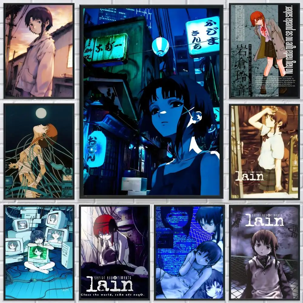 Anime Serial Experiments Lain Poster HD wasserdichte selbstklebende Wandkunst – vielseitiges Dekor für jeden Raum |   Perfekte Geschenkidee