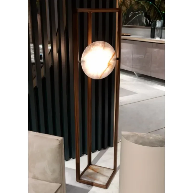 Nordic Mica Stone Modern LED Standing Floor Lamp with Base Contemporary Indoor Home Decoration
