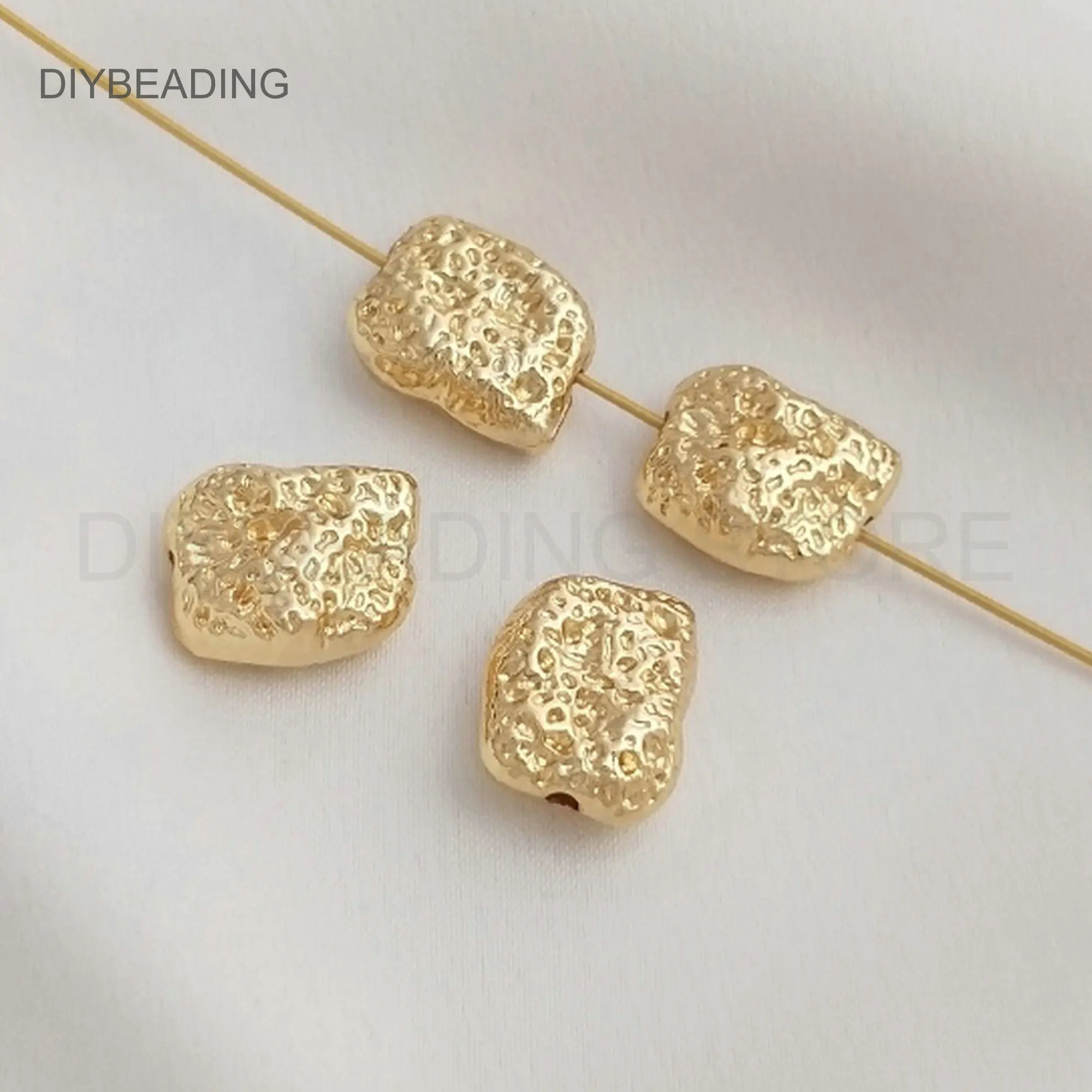 

Metal Beads for Jewelry Making Supply 14K Gold Plated Brass Irregular Texture Loose Spacer Beads Online Bulk Wholesale