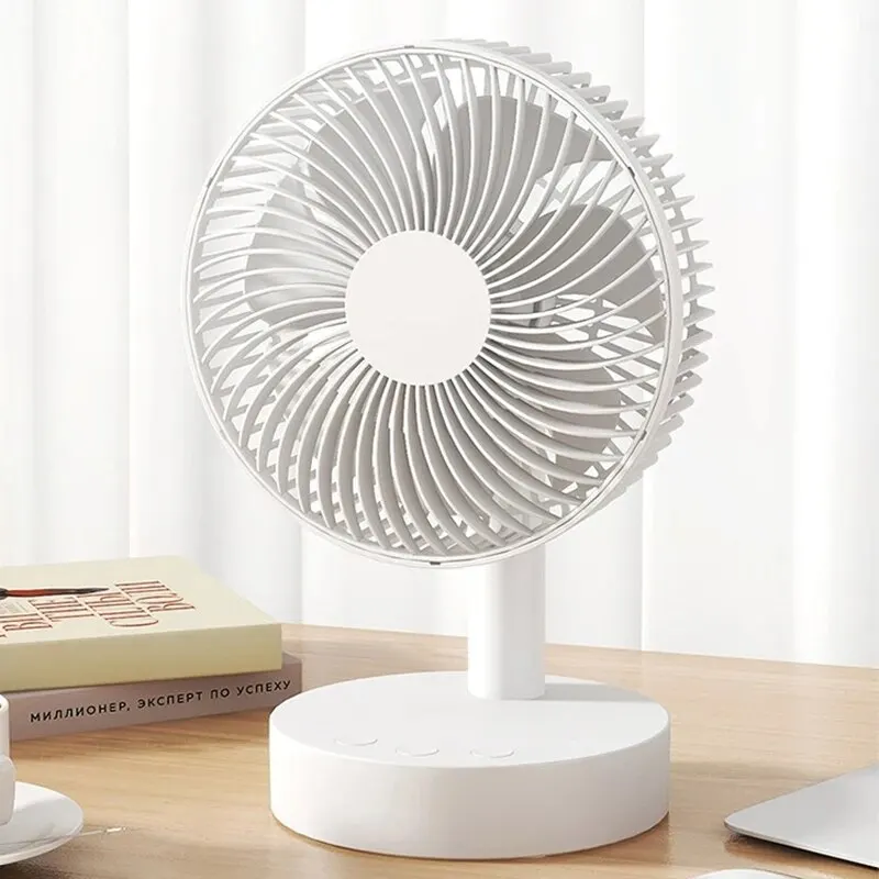 Small Fan White Desktop Timer Mute Four-speed Adjustable Portable Fan Battery Charging Models Detachable