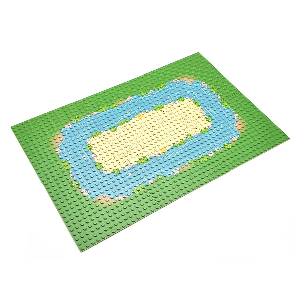 

Аксессуары для базовых строительных блоков с рисунком реки, луги или океана, подходят для сборочных сцен своими руками, рождественский подарок