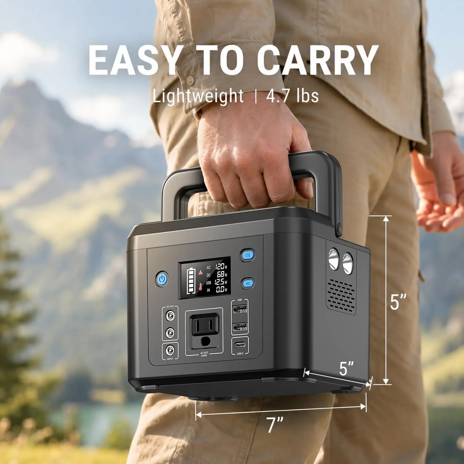200W Portable Power Station, 192Wh LiFePO4 Solar Generator for Camping | Powkey Battery Powered Power Bank with 120V AC Outlet view 6