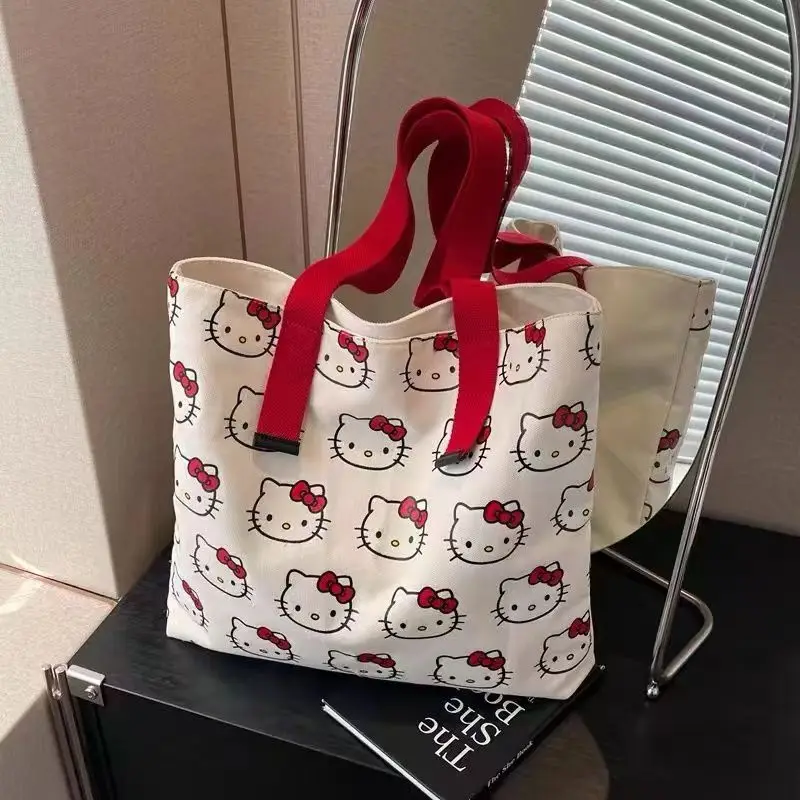 Hello Kitty Lunch Bag, Anime Sanrio Canvas Handbags, Kawaii Water Cup Bag, Saco de armazenamento pequeno bonito, Presente Bentob