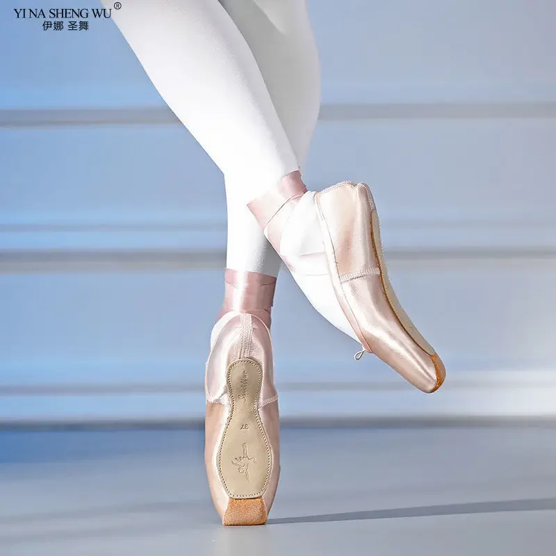Chaussures de Ballet à semelles souples, lanières en Satin rose, chaussures de pratique de danse confortables, Performance sur scène, chaussures de danse pour enfants/adultes