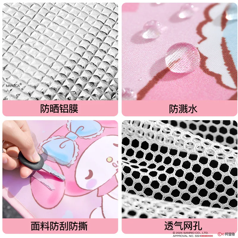 Sanrio จักรยานรถจักรยานยนต์ป้องกันแสงแดดถุงมืออุ่นฝาครอบมือจับฤดูร้อนฤดูหนาวถุงมือการ์ตูน My Melody Hello Kitty ของขวัญ