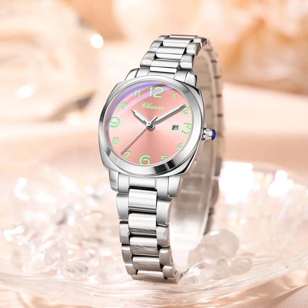 CHENXI جديد ساعة نسائية ساعة رجالي كوارتز ساعة موضة مضيئة مقاوم للماء سوار فولاذي غير قابل للصدأ ساعة اليد زوجين ساعة reloj #3
