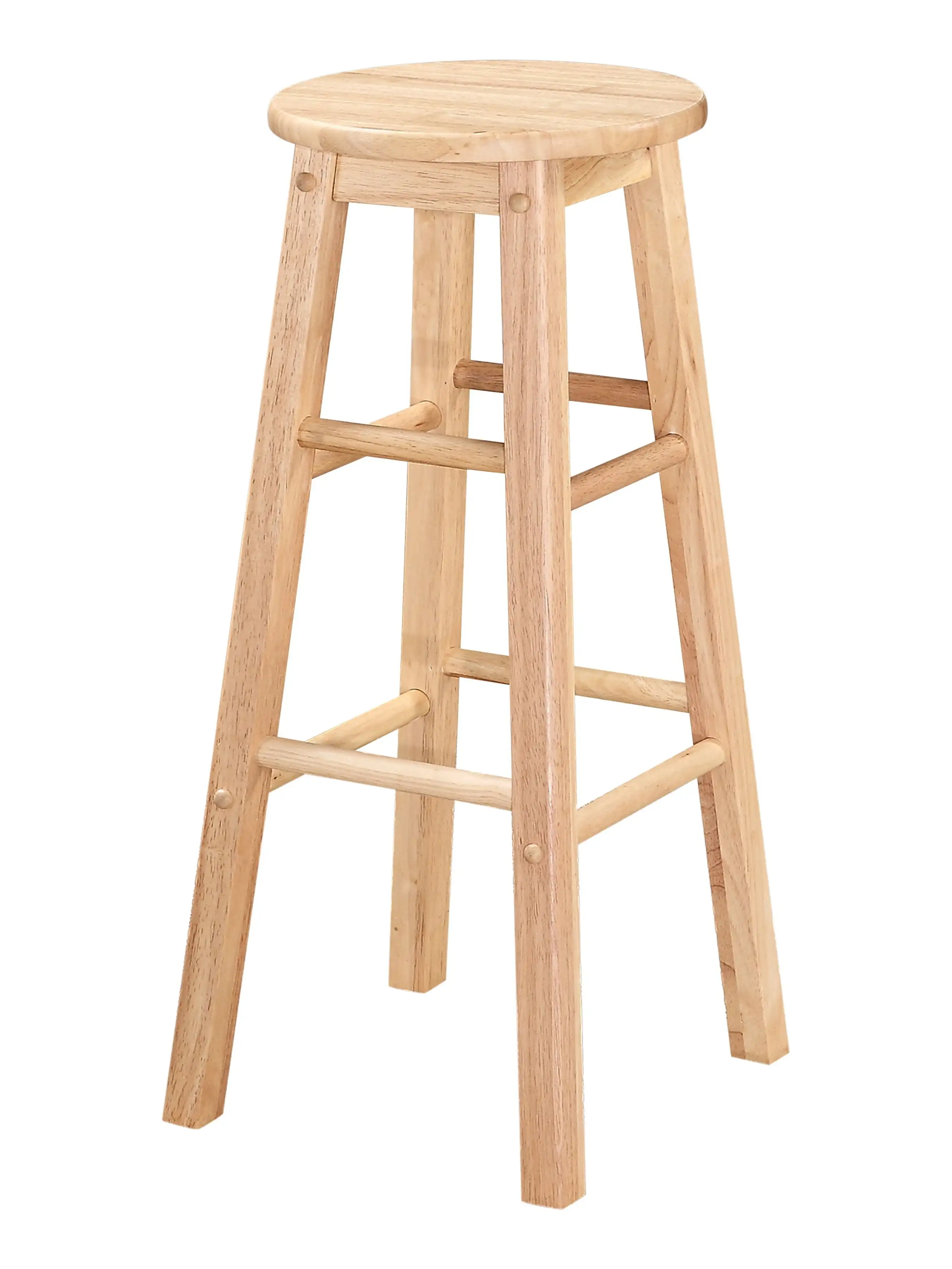 Backless Wood Bar Stool, 29" Seat Height, Natural Finish