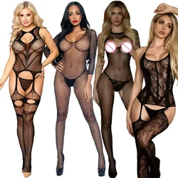 Sexy Lingerie costumes Fishnet Bodysuit Bodystockings Women Fishnet Mesh Sex Clothes Perspective Open Crotch Body Stockings