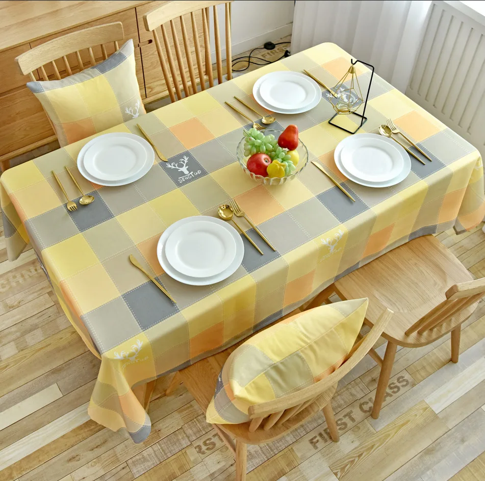 

2024 Waterproof, oil proof, no wash dining table cloth, fabric, internet red, colored checkered tablecloth, coffee table