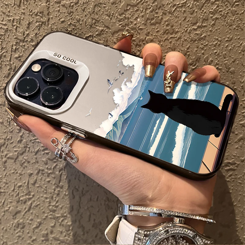 Cute Cat Watching the Sea Phone Case For Xiaomi Redmi Note 13 12 Pro Plus 5G 12S 11S 11 10 10S 9 9S Redmi 12 12C 13C Back Cover image 5