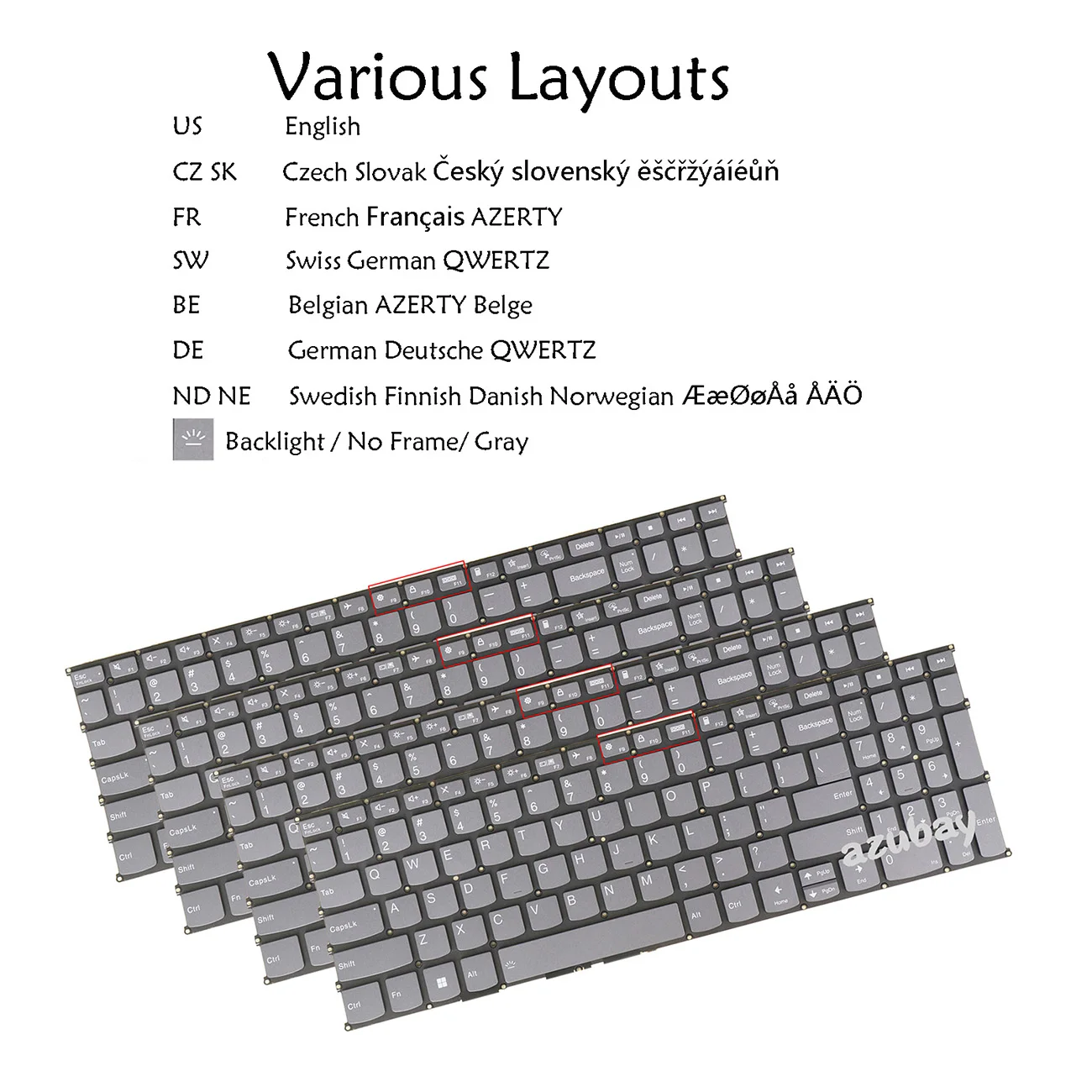 Keyboard For Lenovo Flex 5-15IIL05 5-15ALC05 5-15ITL05 PR5SB US Czech Slovak French BE AZERTY Swiss German QWERTZ Nordic Backlit