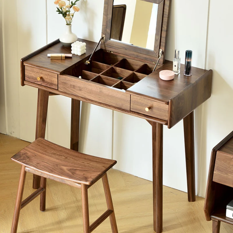 Minimalist solid wood dresser bedroom modern minimalist desk integrated with small black walnut