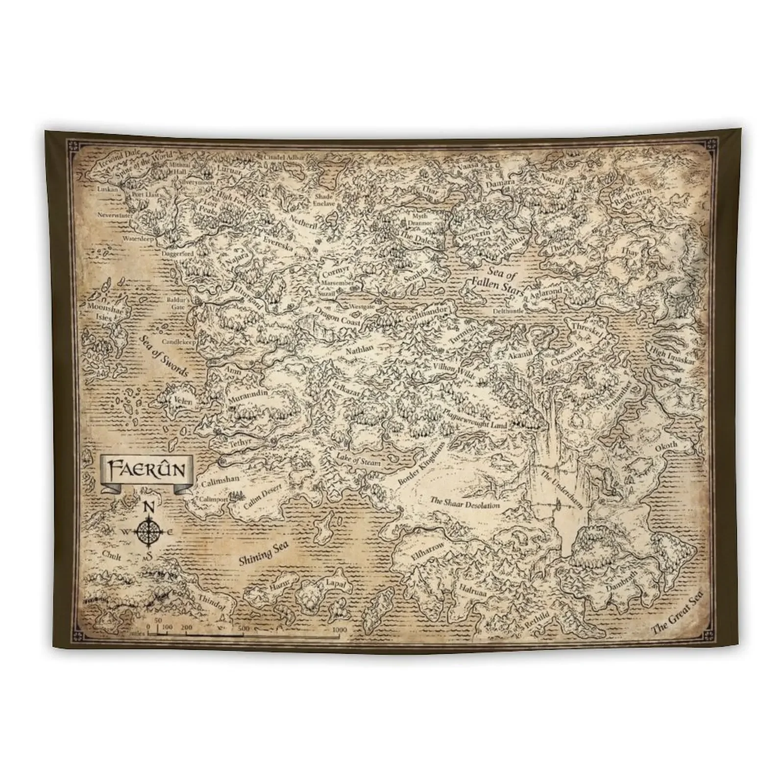 Annotated Map Of Faerun Tapestry Bedroom Deco Decorative Wall House Decorations Tapestry