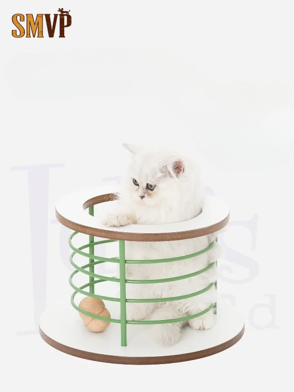 Wooden Frame Cat Roller Track Toy Multi Layer Metal Rail Interactive Rolling Ball Game Kitten Exercise Stress Relief Play Toy