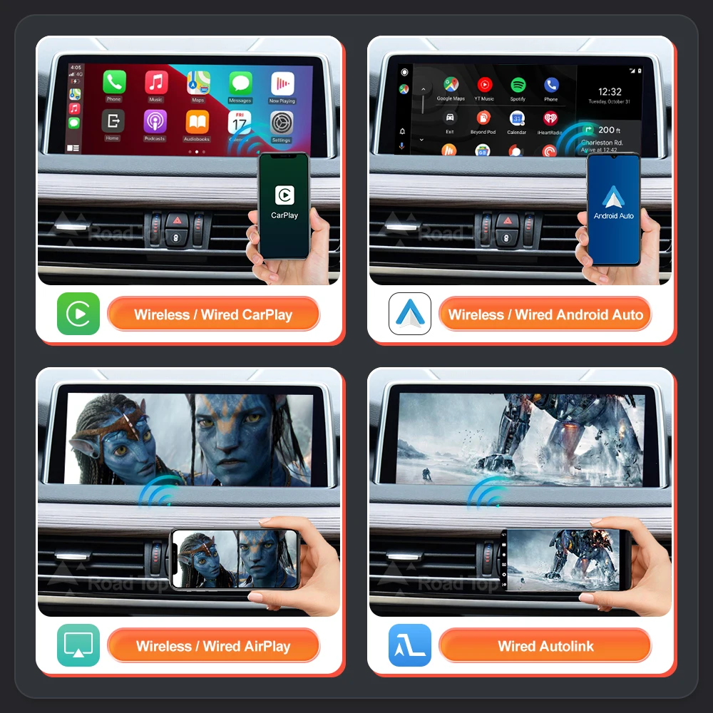 Wireless CarPlay for BMW NBT,EVO X5 F15 F85 X6 F16 F86 2014-2020 X1 F48 2016-2020 with Android Auto Mirror Link AirPlay Car Play