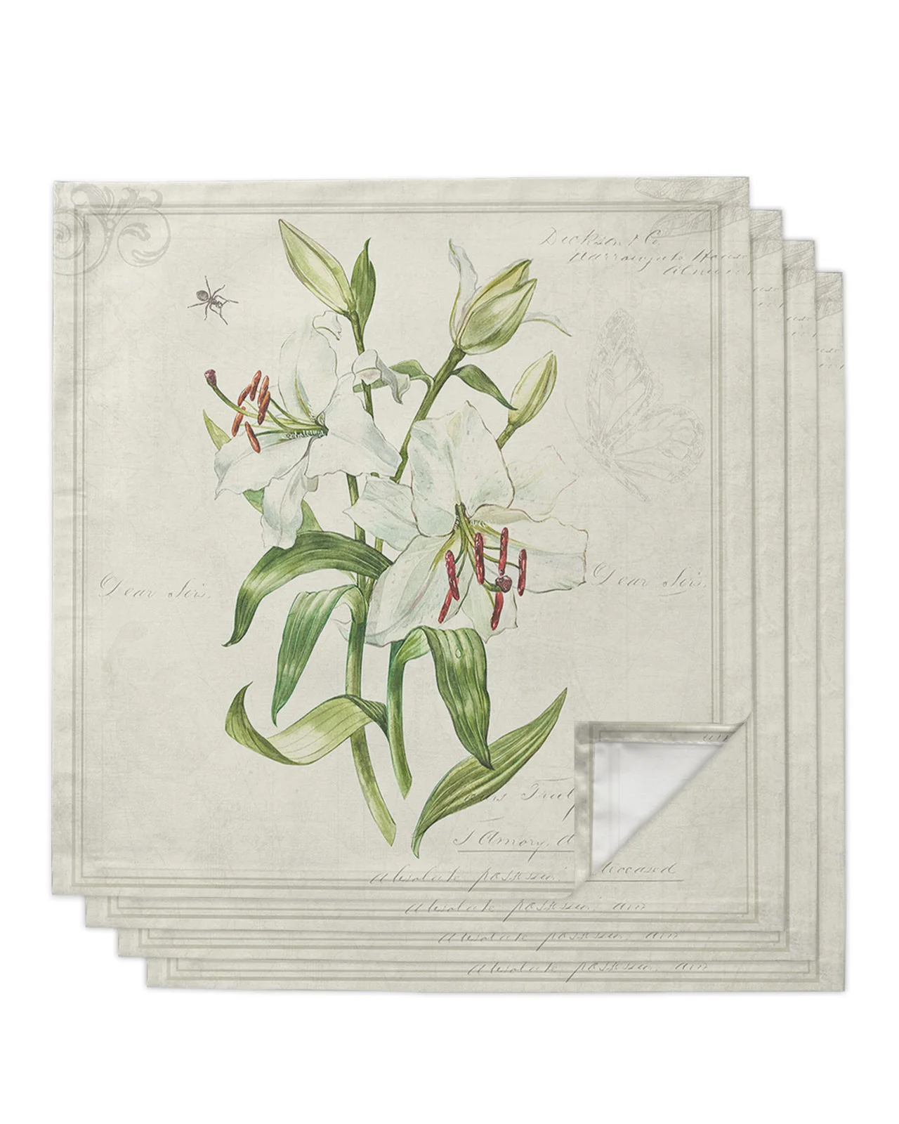 Vintage Country Plants Lilies Table Mat Wedding Holiday Party Dining Table Placemat Kitchen Accessories Table Napkin