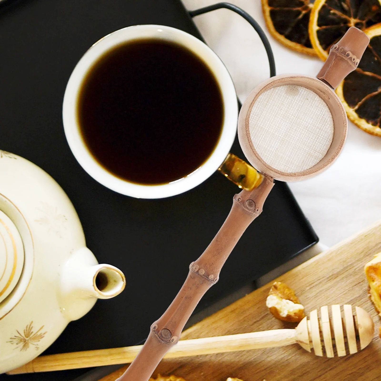 

Premium Bamboo Tea Filter Simple Beautiful Design Strainer Mesh Infuser Perfect Gift Teaware Ceremony Accessory