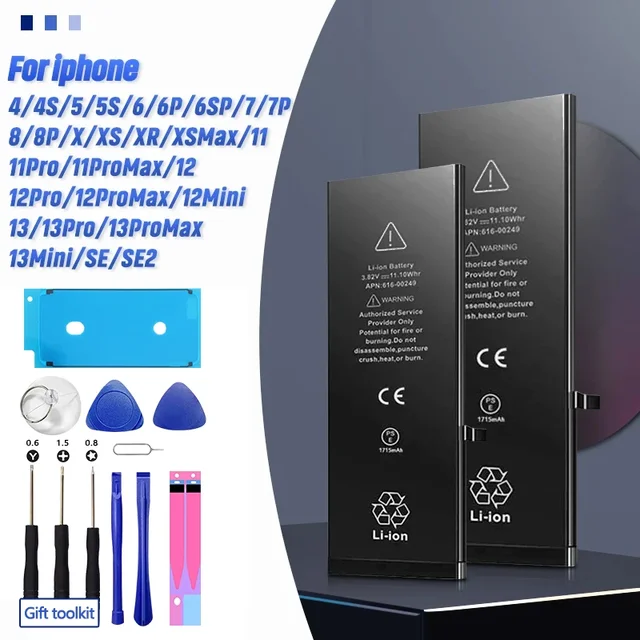 Bateria XDOU do iPhone 5S 5 6S 6 7 8 Plus X SE SE2 XR XS 11 12 13 Mini Pro Max Bateria zastępcza 4 4S 7 Narzędzia