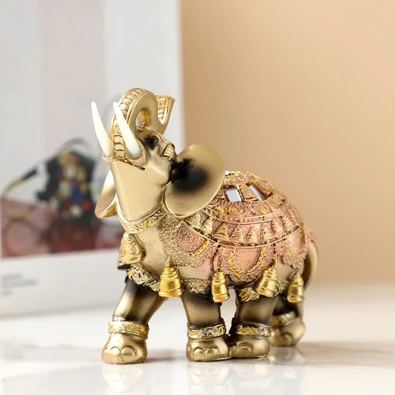 

Lucky Feng Shui Wood Grain Antique Elephant Statue Sculpture Wealth Figurine Birthday Gift Home Decoration elephant figurine