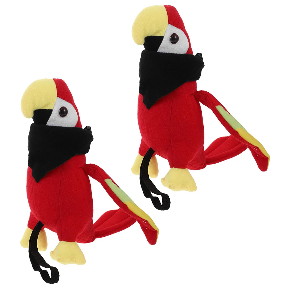 2 Sets Pirate Parrot Shoulder Prop Stuffed Halloween Costumes Bird Model Accessories Plush Child Apparel