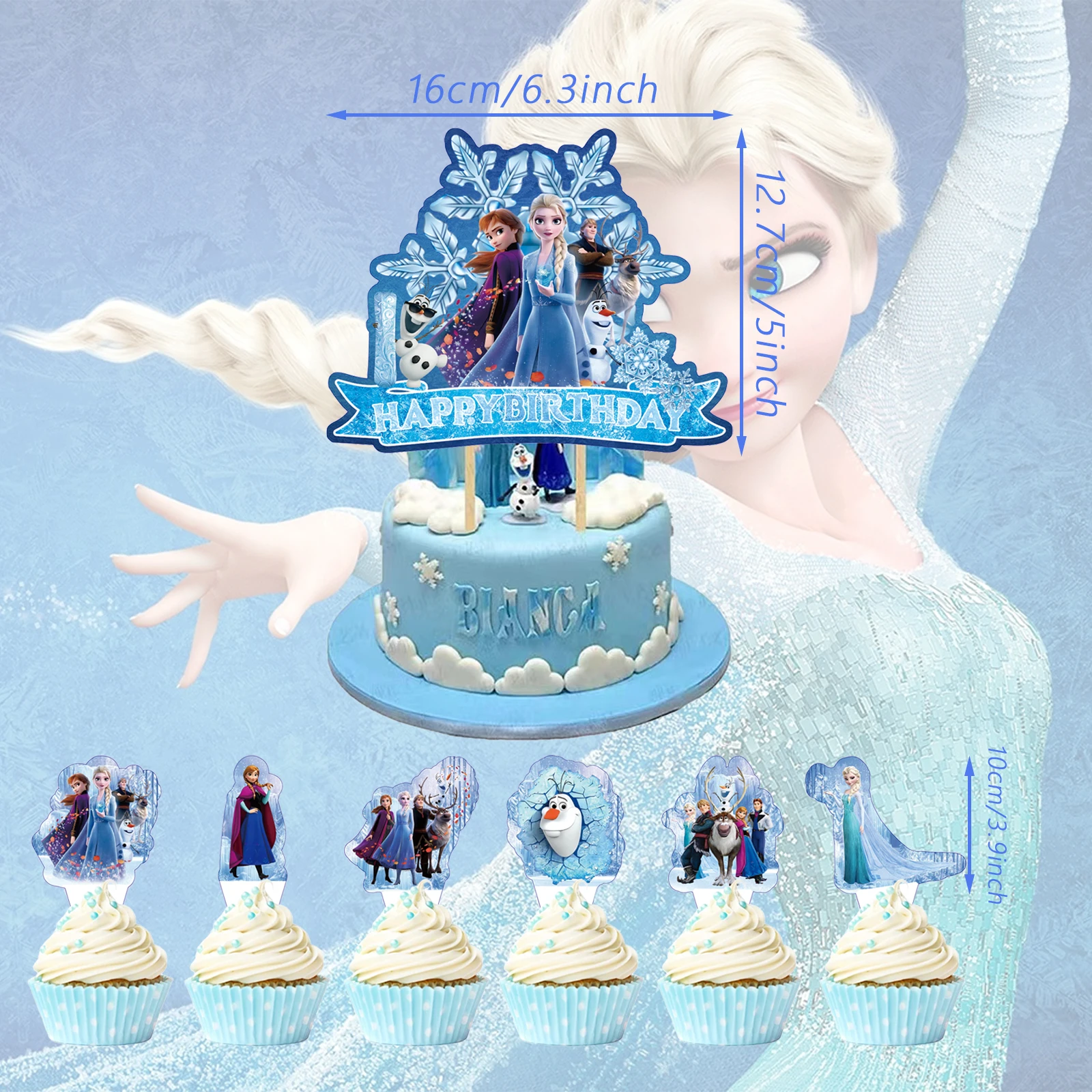 توبر الكيك المجمدة، أغطية الكب كيك للأطفال عيد ميلاد سعيد كعكة المجمدة الديكور هدية حفلة عيد ميلاد المجمدة