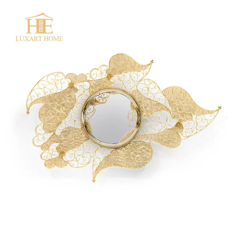 Luxury Furniture Stainless Steel Carving Design Decorative Mirror Corridor Mirror Villa Lobby Decorative Wall