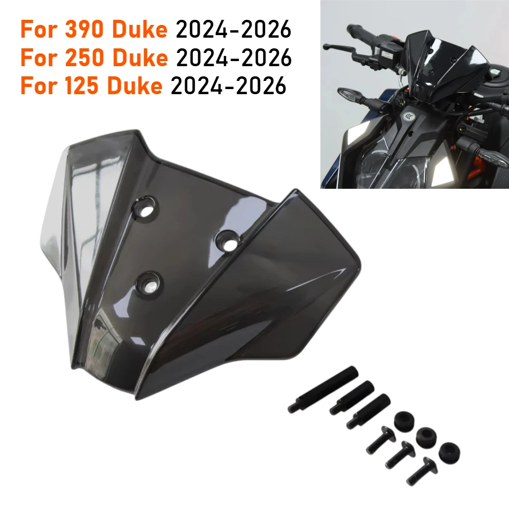 

For Duke 390 250 125 DUKE390 DUKE250 DUKE125 2024-2026 Motorcycle Windshield Windscreen Wind Deflector Front Air Screen Shield