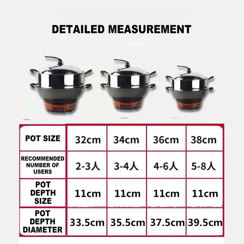 電気ステンレス鋼蒸し器、家庭用増粘鍋、キッチン食品加温、多機能、f32,32cm