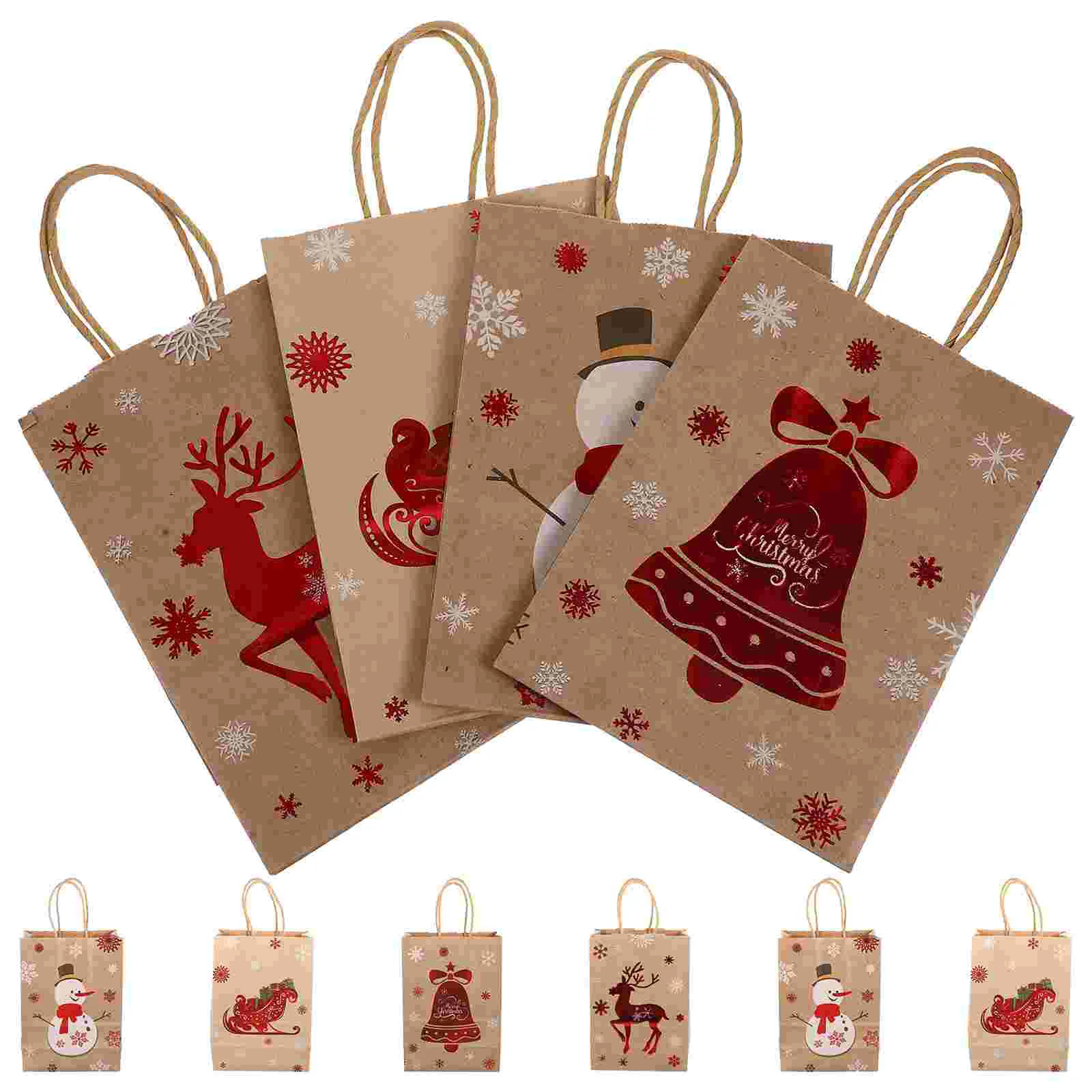 

10 Pcs Christmas Bag Tote Candy Toy Gift Holiday Bags for Cookie Little Large