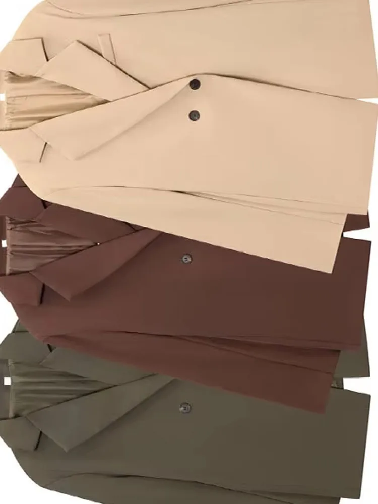 

HH Женский модный универсальный двубортный пиджак с длинными рукавами и разрезом по подолу, женский простой универсальный повседневный тонкий пиджак с талией