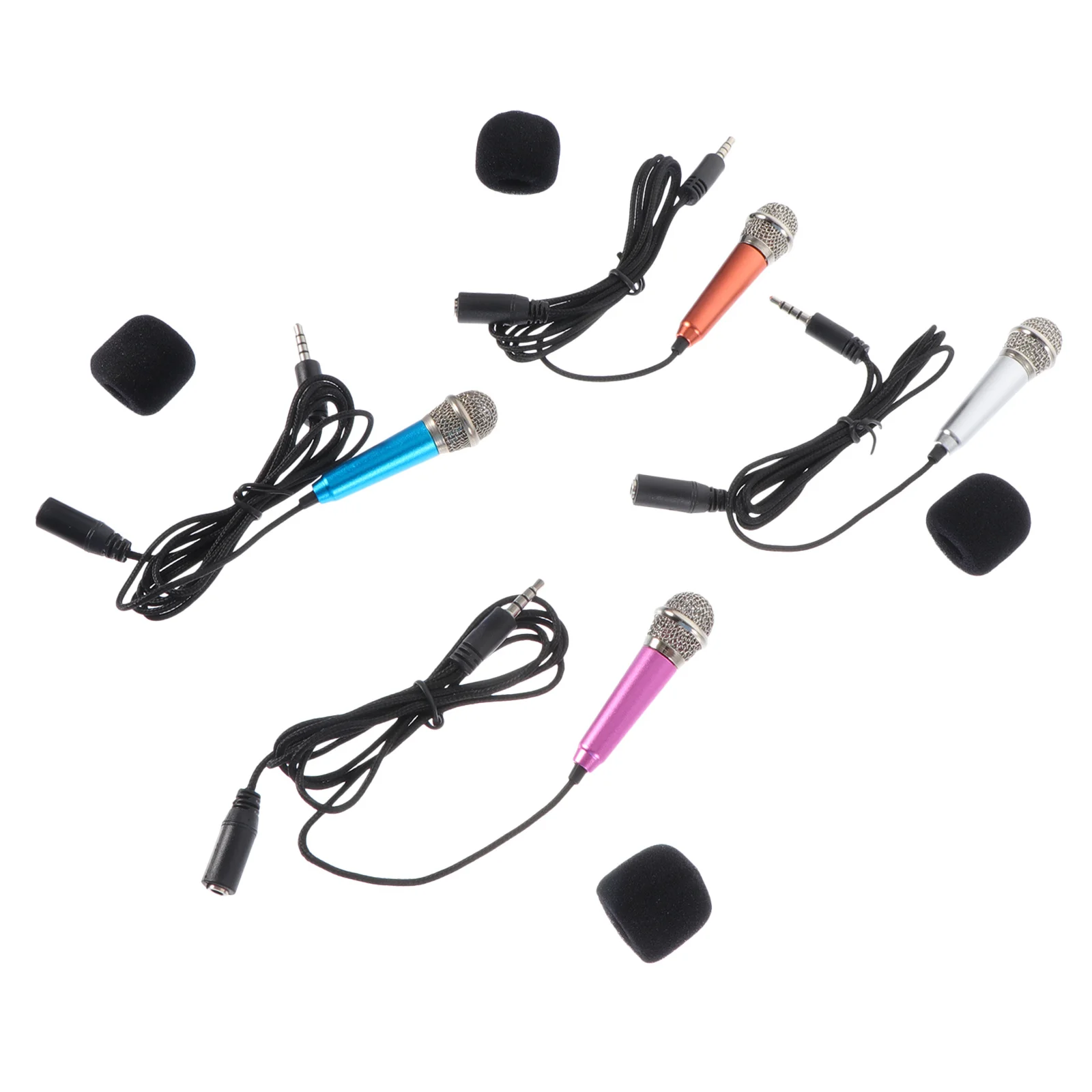

4 Pcs Mini Small Mobile Phone Microphone Portable Chatting Microphones for Singing