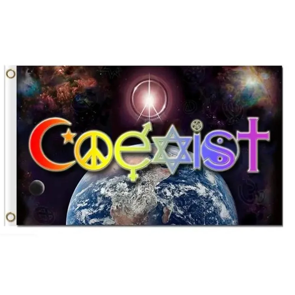 2X3FT Coexist Rainbow Flag World Peace Love Human Rights Religious Gay Pride 3 x 5 Ft