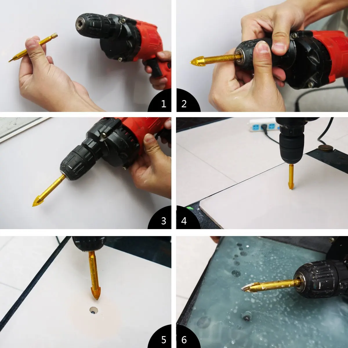 

Универсальный 9 шт. Набор сверл для плитки, набор сверл для стекла, набор шестигранных сверл для плитки, инструмент для сверления стеклянной плитки для зеркала