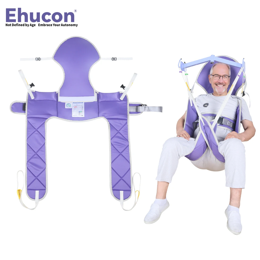 Ehucon Universal Lift Sling,Transfer Sling with Head Support Toileting Commode Sling Hygiene Transfer Aid for Elderly Patients