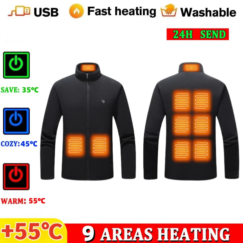 

Флисовая куртка с подогревом на батарейках для пар, рождественские подарки, зимние теплые дорожные куртки S-3XL