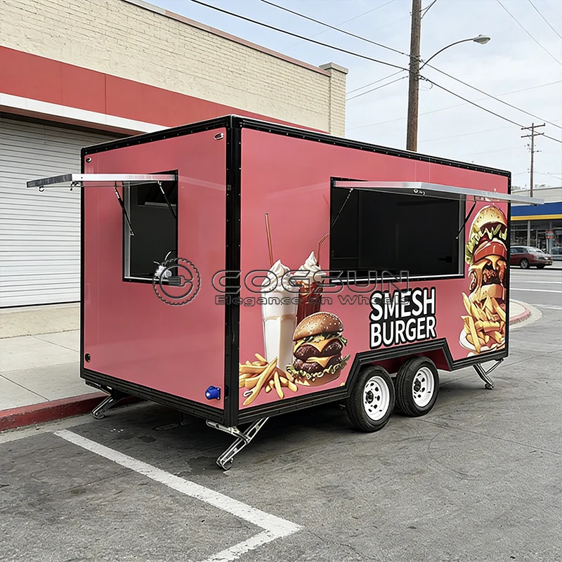 

Мобильный фургон-кухня на заказ, полностью оборудованный для приготовления тако, бургеров, мороженого и напитков, фургон-фастфуд