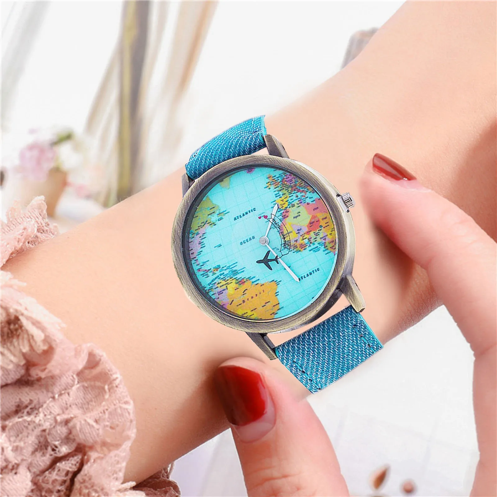 Men Women Quartz Wristwatches Fashion Retro Belt Quartz Watch Creative Airplane Second Hand Map Watch Unisex Relogio 2023