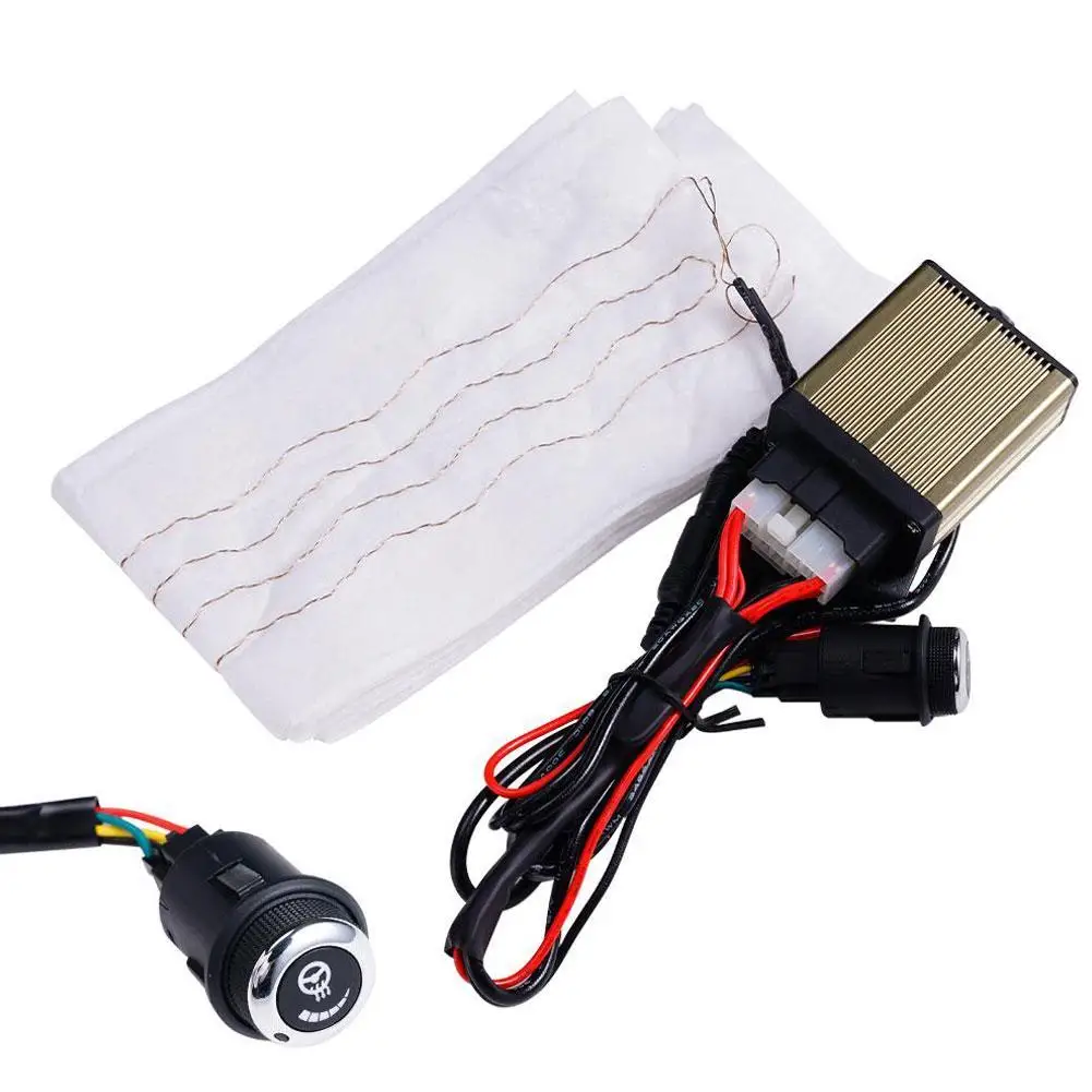 Car Steering Wheel Heater Kit 6 Gears Plastic Heat Pads Red LED Wireharness Switch Heating Warm 12V Carbon Fiber Pad