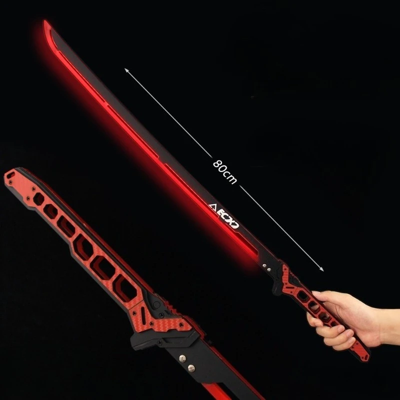 ดาบอะคริลิกเรืองแสงขนาด 80 ซม./31.5 นิ้ว ดาบคาตานะแบบใช้ความร้อน ของเล่นคอสเพลย์ อุปกรณ์ประกอบฉากงานปาร์ตี้ ของเล่นเด็กผู้ชาย