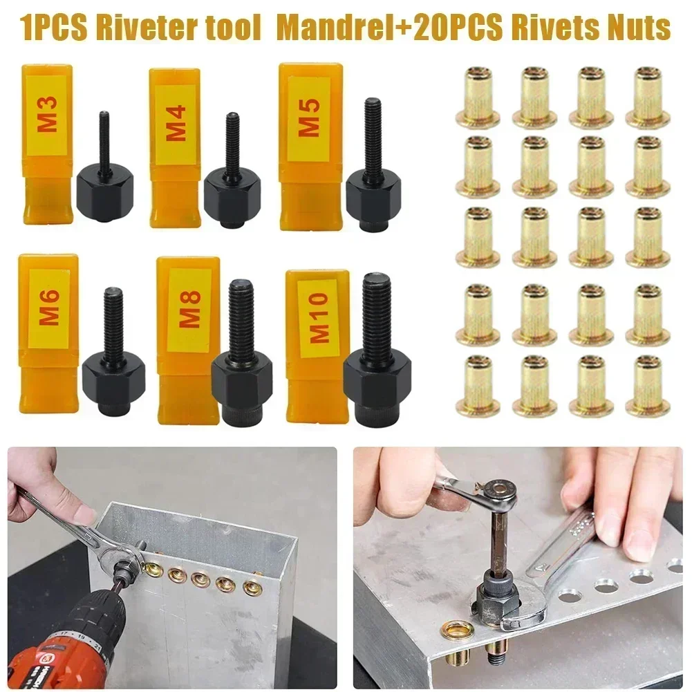 Apparatuur Handnagel Moer Hoofd Moer Kop 20 Stuks 21 Stuks Riem Zakelijke Apparatuur Hand Hoofd Industriële M3-M12 Klinknagel