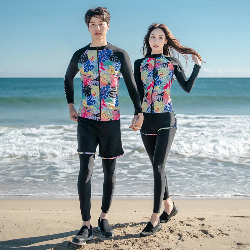 New Men's and Women's Diving Suits Swimming Suits Couples Long Sleeve Pants Set Covering The Belly Shows Thin Surfing Swimwear