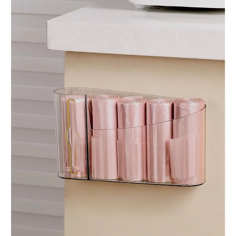 

Garbage bag storage artifact, kitchen wall hanging extraction plastic bag storage box, no punching, convenient bags rack
