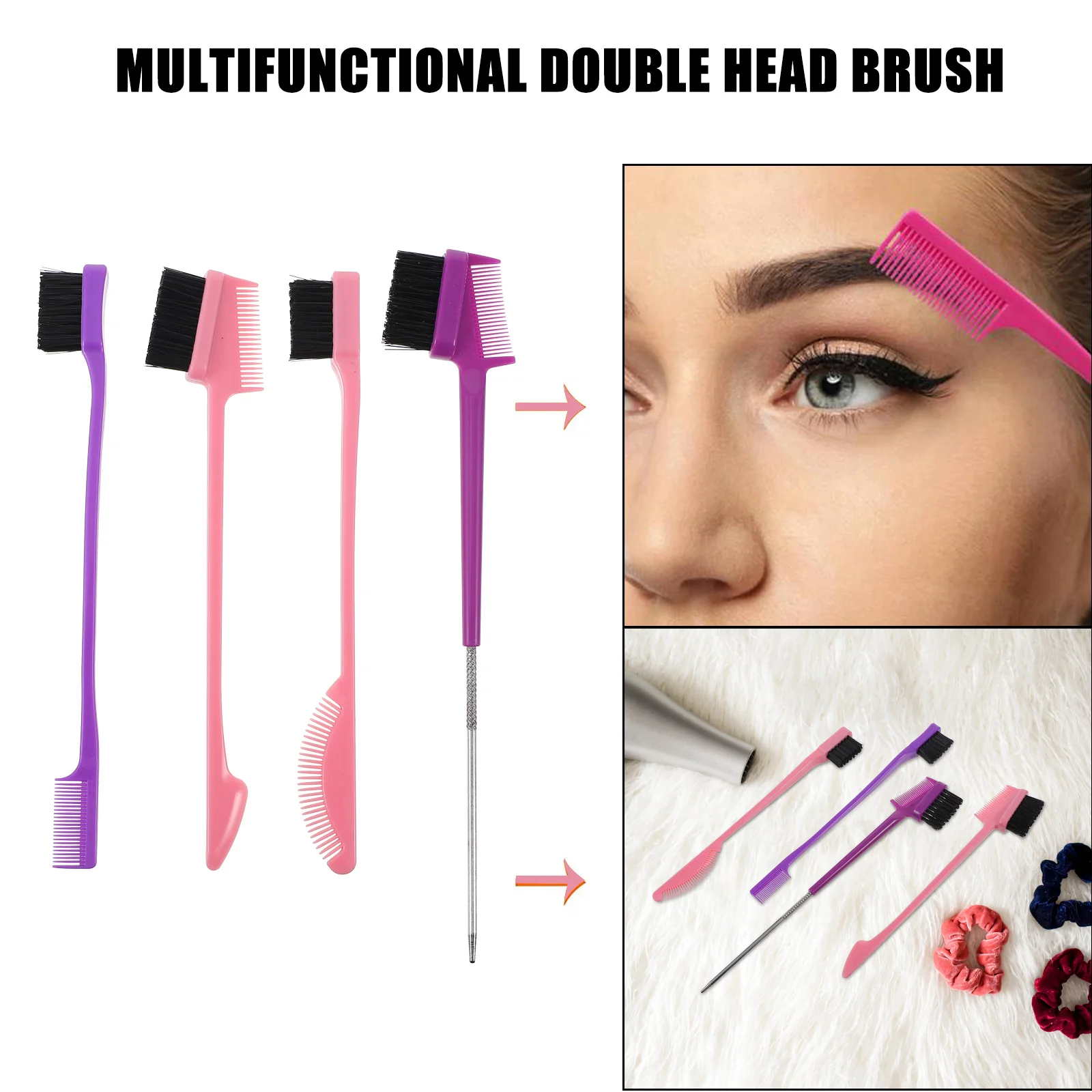 4 個の眉毛グルーミングブラシ、定義された眉毛とカールしたまつげのための両用まつげコーム、高品質の ABS とナイロン素材