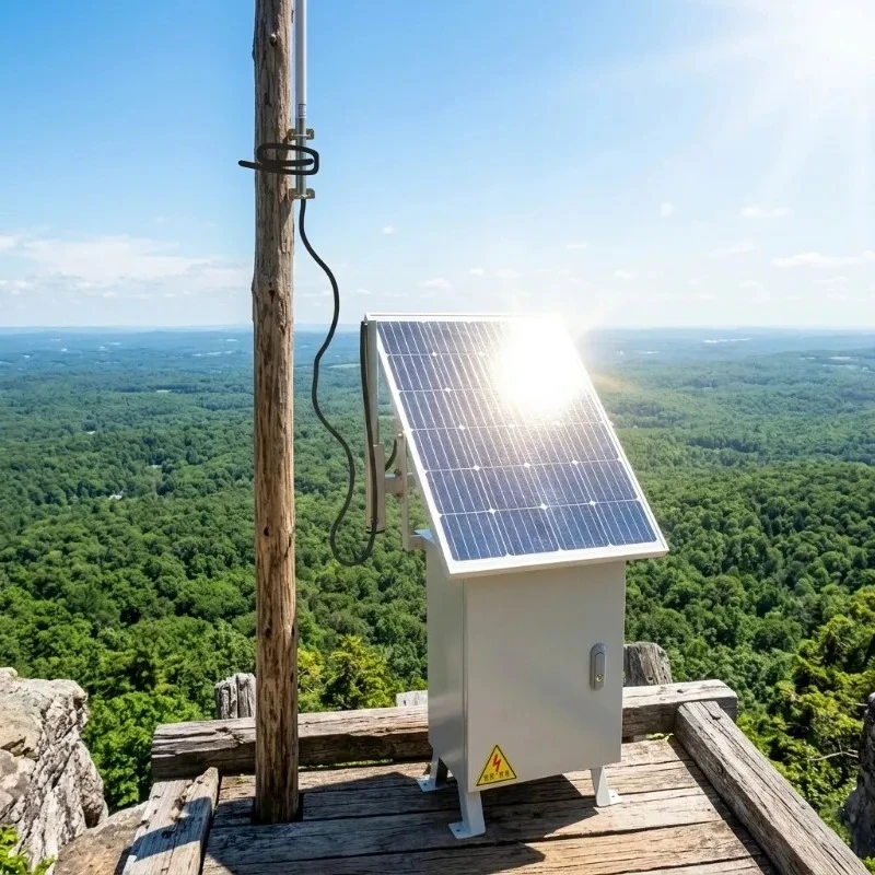 50Km two-way wireless repeater 20W solar powered, covering a large mountainous area, with 20AH backup battery