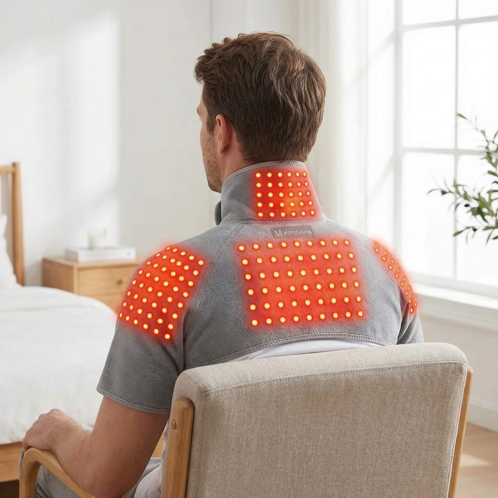 Red Light Heating Shawl Vest with Shoulder Vibration Massage Winter Body Warmer Heated Wrap for Shoulder Arm Muscle Relaxation